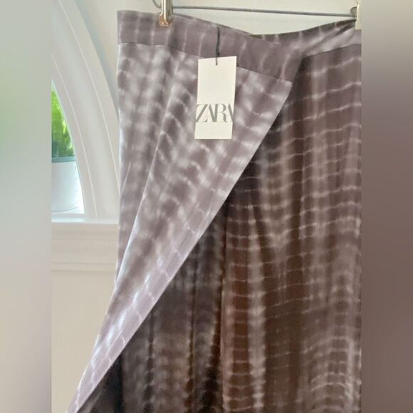 ZARA NWT Tie Dye Linen Wrap Pants Womens Large Wide Leg Lagenlook Boho Beachy - Picture 5 of 16